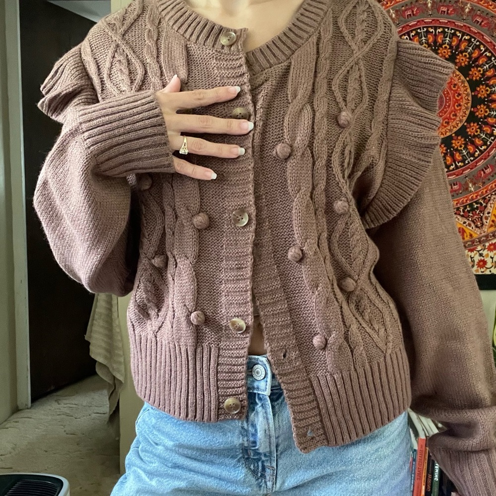 Women’s L Celebrity Pink Brown Cardigan Sweater